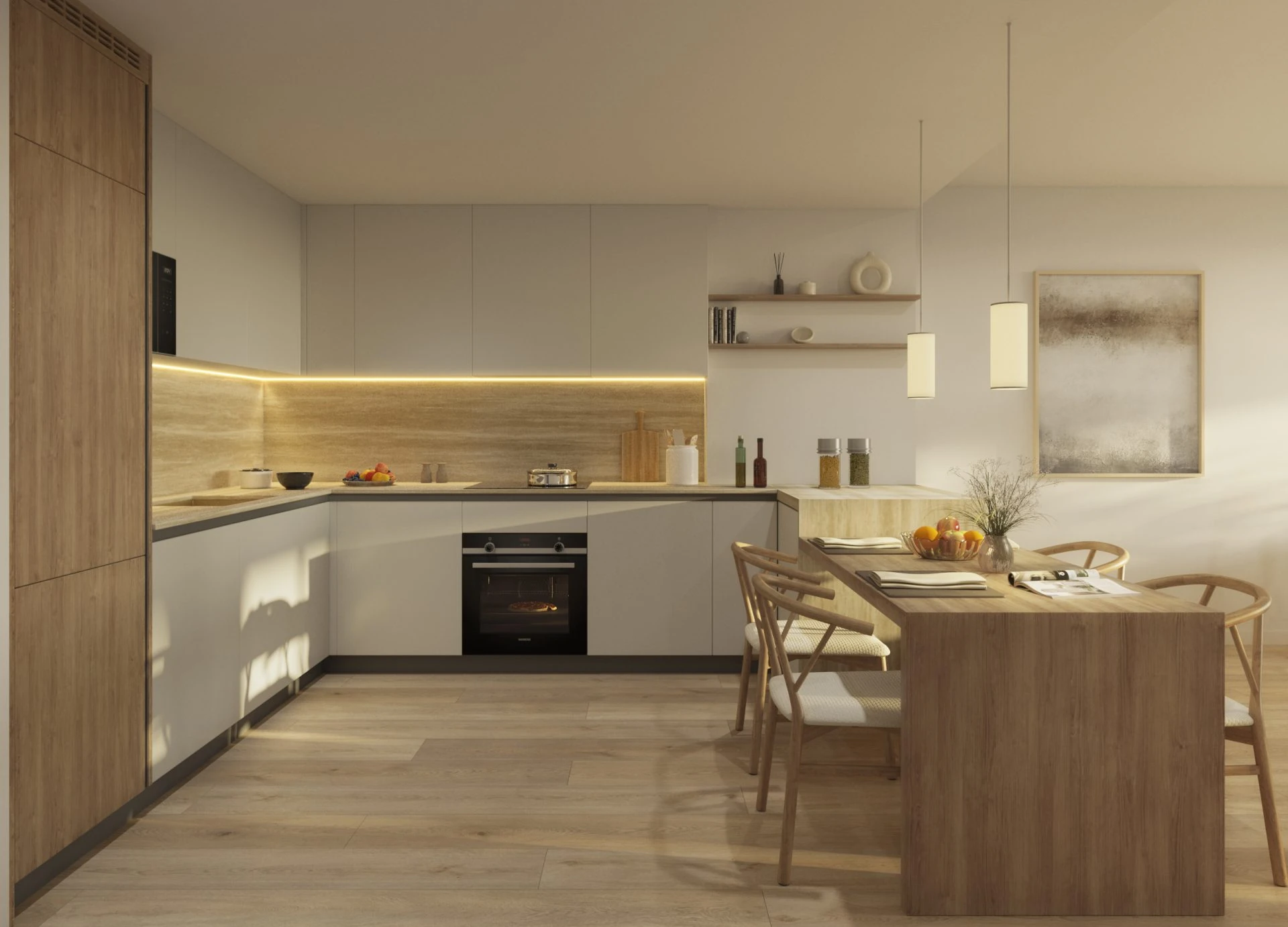 Cocina abierta al espacio de comedor