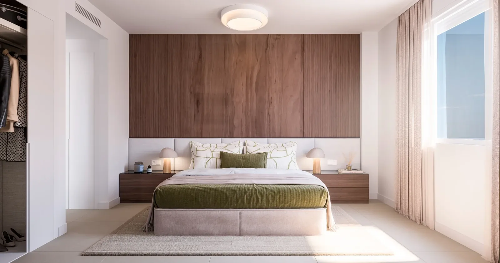 Dormitorio de obra nueva con luz natural