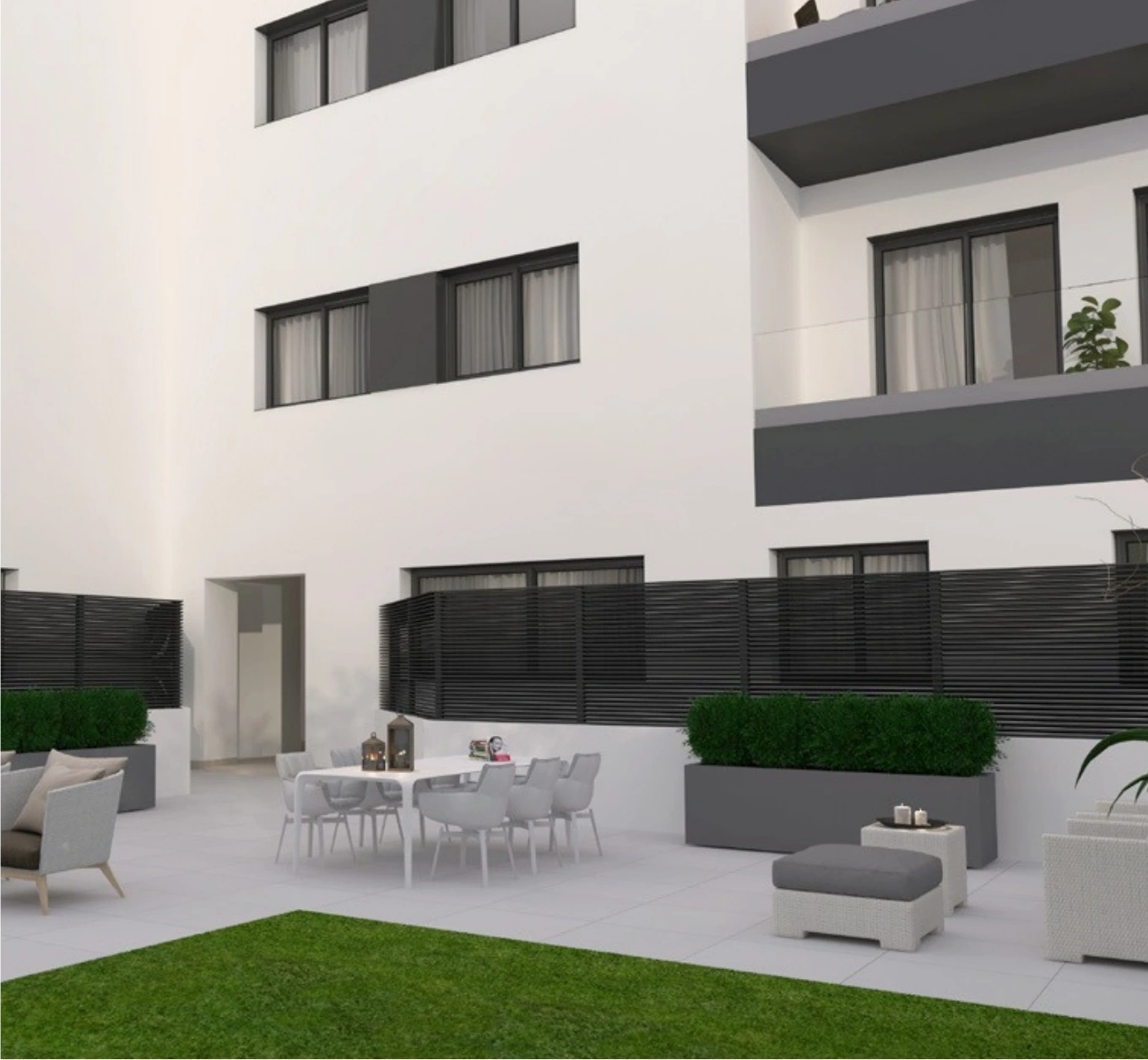 Zona exterior ajardinada del residencial