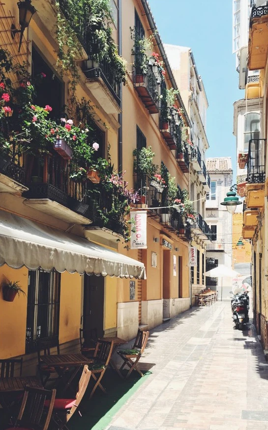 Calle peatonal del centro histórico de Málaga