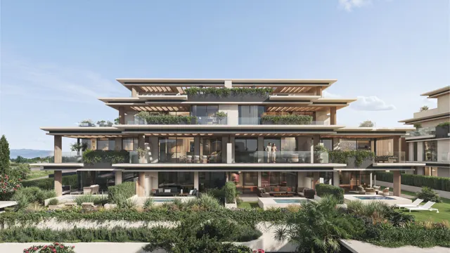 Arquitectura contemporánea con terrazas y jardines en Cancelada