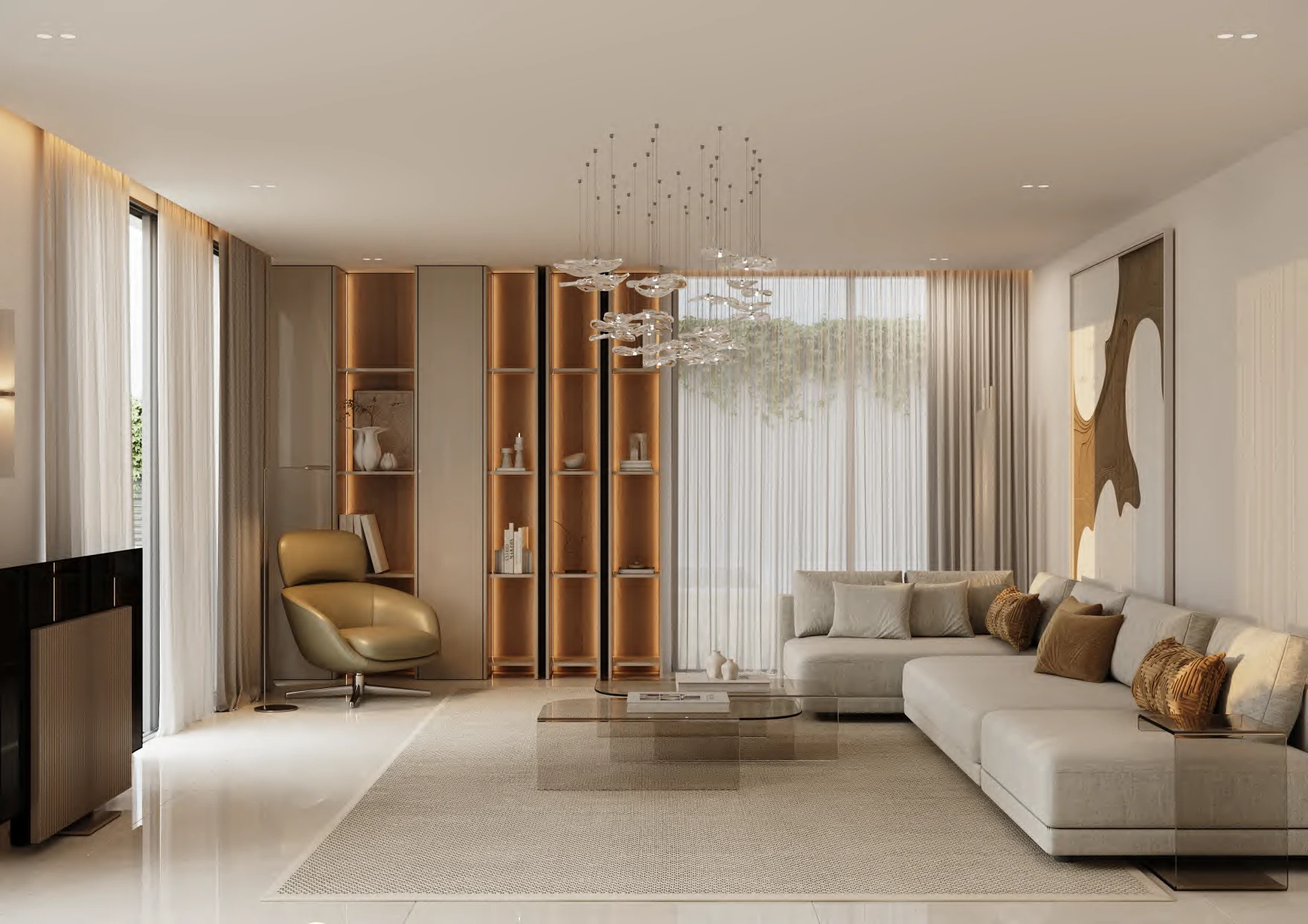 Salón amplio con grandes ventanales