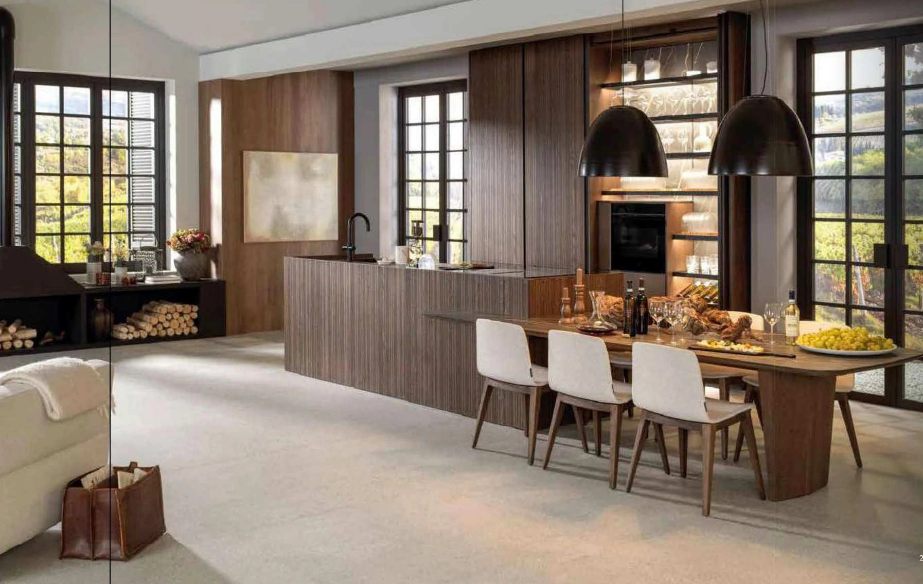 Cocina y comedor con acabados en madera