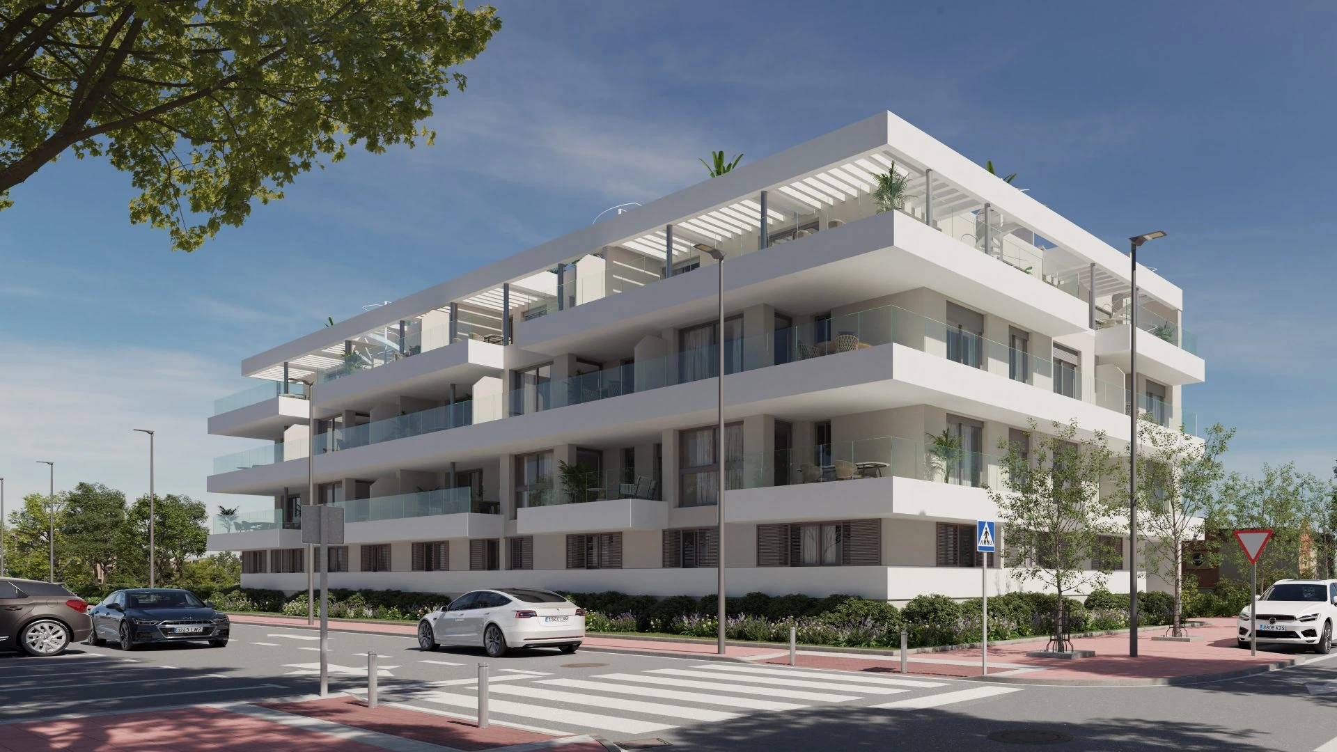 Fachada del residencial en Rincón de la Victoria
