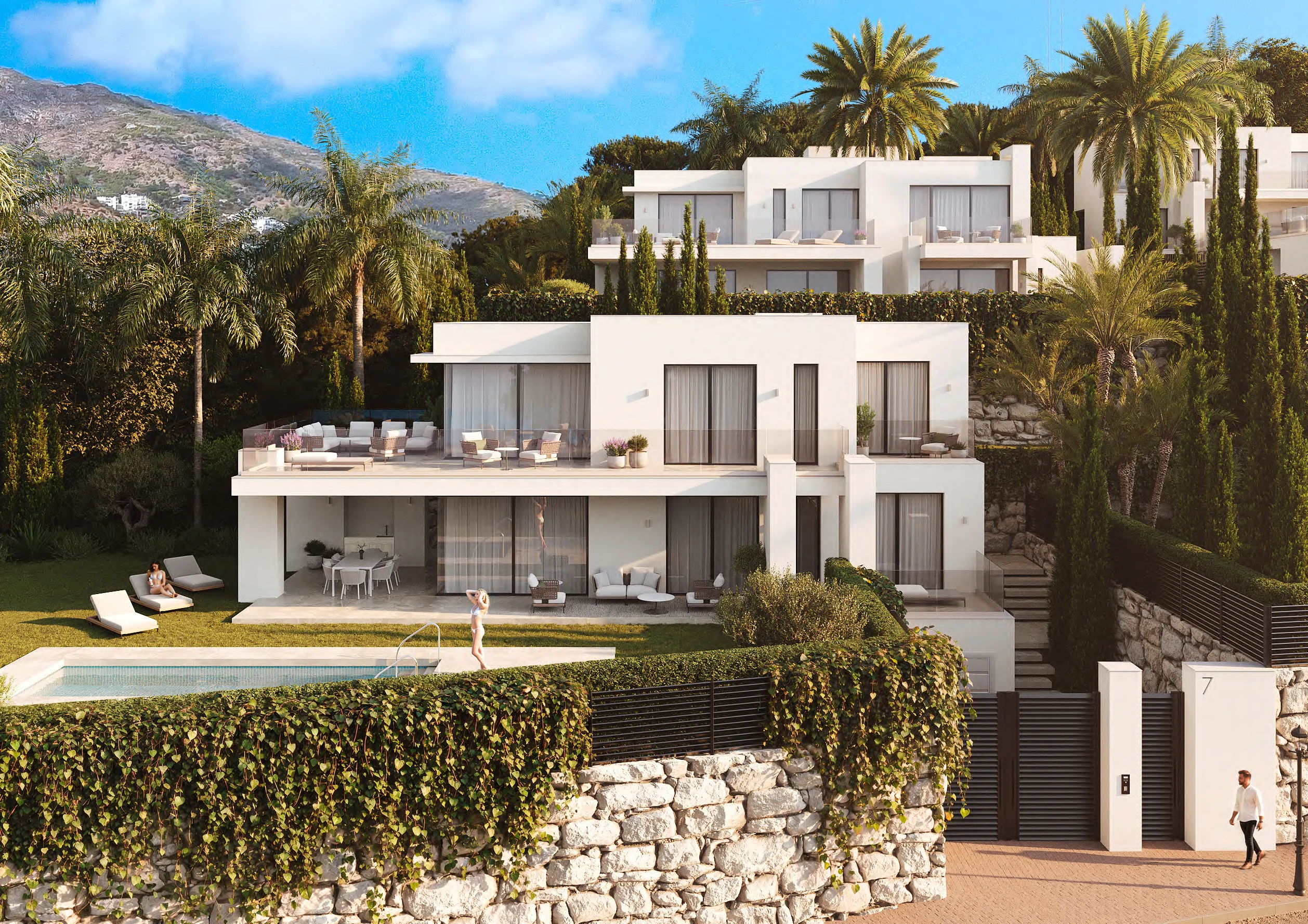 Piscina y jardín privados junto a la villa