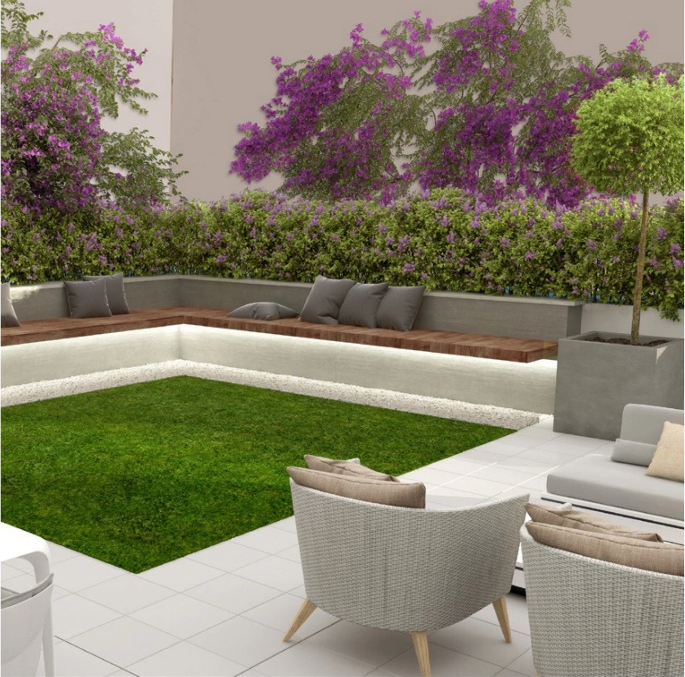 Terraza ajardinada de uso privado