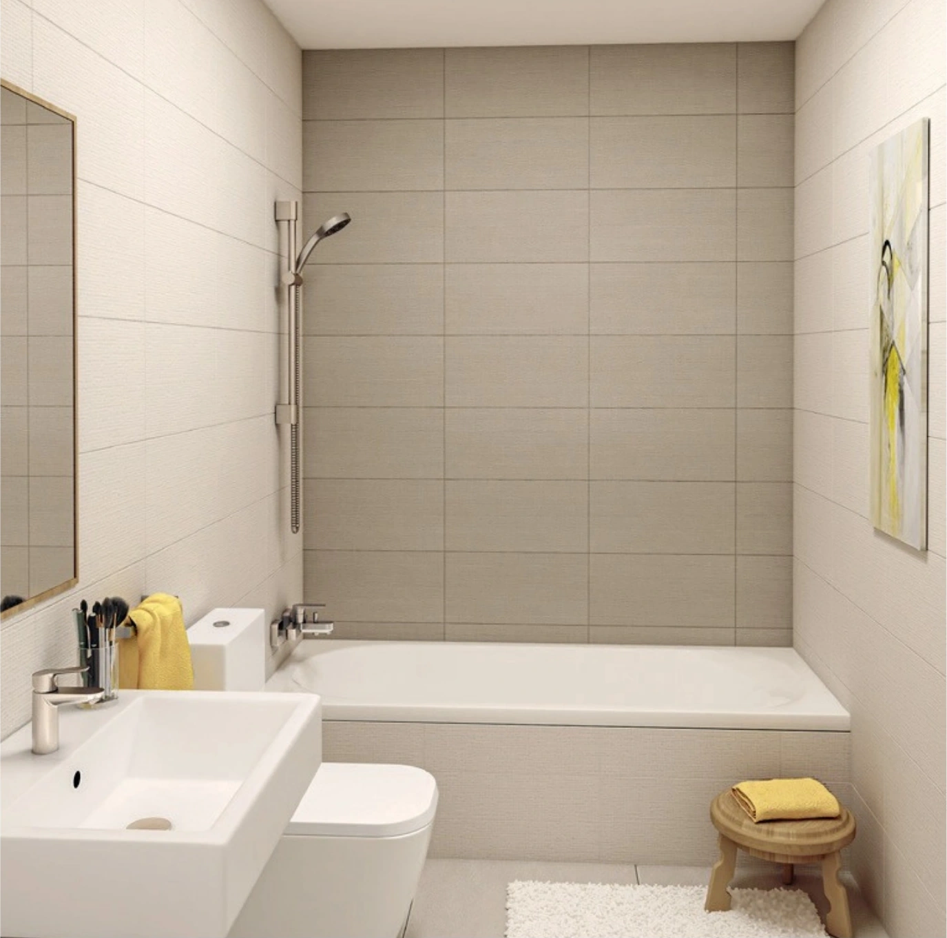 Baño con revestimiento cerámico y bañera