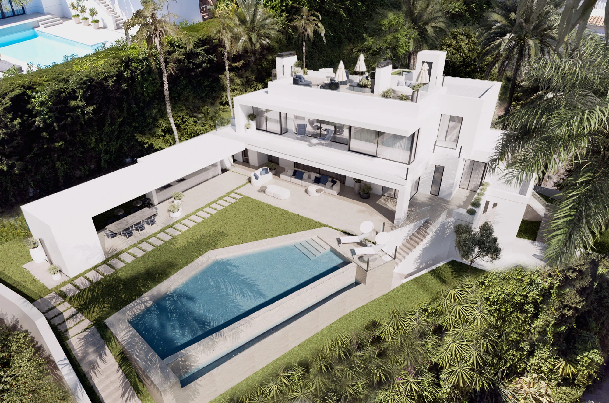 Vista aérea del proyecto de villa