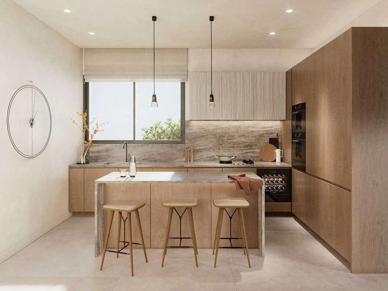 Cocina moderna con isla fotografiada durante el reportaje de interiores