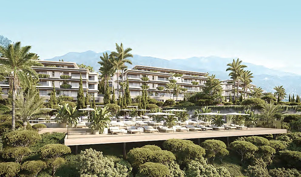 los bloques residenciales y jardines de Emerald View