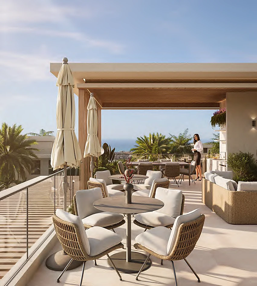 terraza amueblada con vistas abiertas en Emerald View